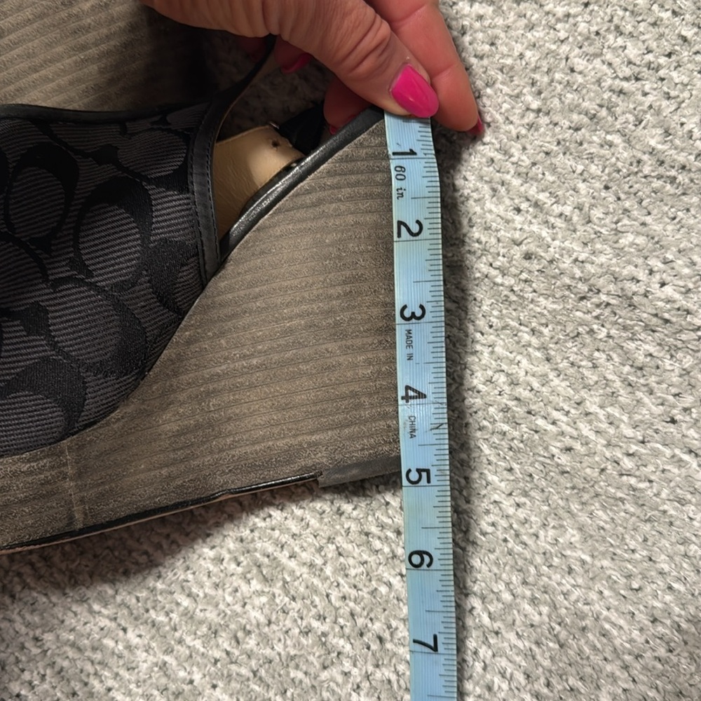 Coach Black Wedge Sandals with Peep-Toe - Picture 4 of 5